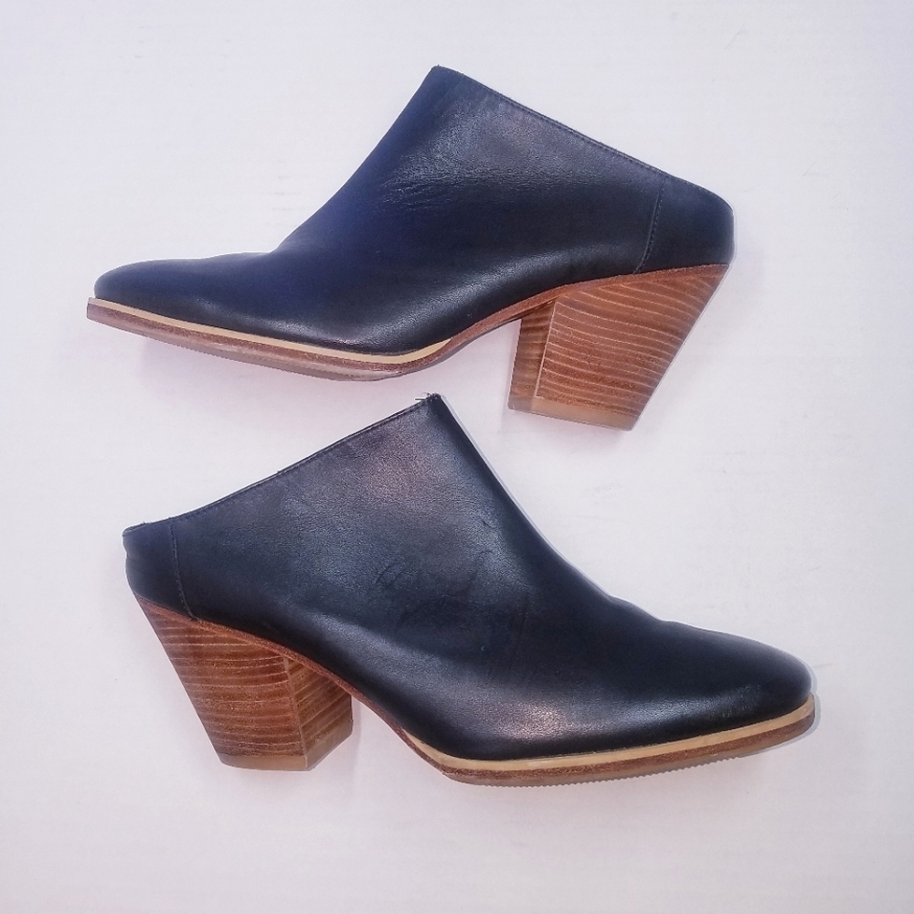 🌸 Rachel comey |‎ Black Leather Mules, Black Natural 8